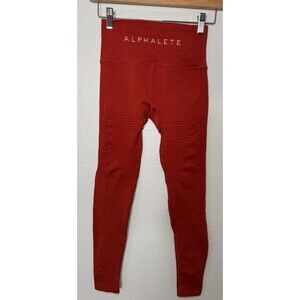 Alphalete Red Seamless Halo Leggings Redwood Workout Gym Size Small